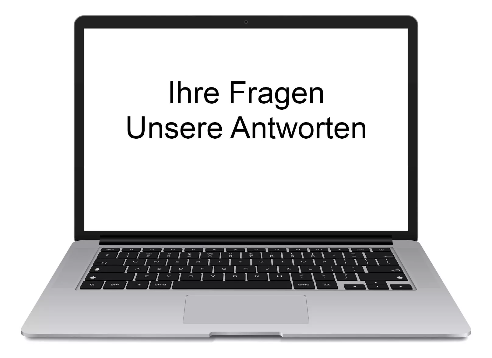 Laptop mit Fragen